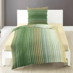 Bierbaum Mako-Satin-Bettwäsche grünmehrfarbig