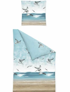 Bierbaum Seersucker-Bettwäsche blau