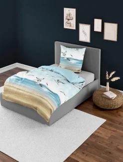 Bierbaum Seersucker-Bettwäsche blau