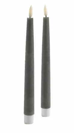 casa NOVA 2er LED-Kerze 22cm grau