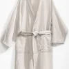 casa NOVA Leichter Musselin Bademantel graubeige