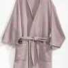 casa NOVA Leichter Musselin Bademantel violett