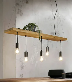 casa NOVA Pendelleuchte 5flg braun