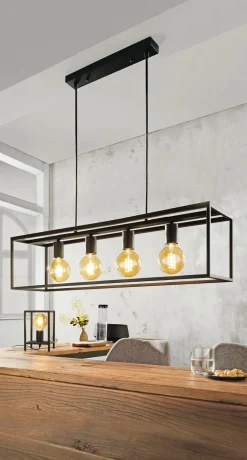 casa NOVA Pendelleuchte 4flg schwarz