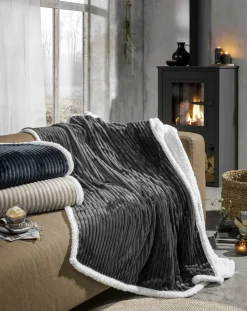 casa NOVA Sherpa-Decke Cord grau