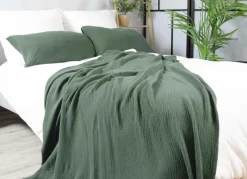 Dero Textil Musselin-Wohndecke grün