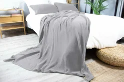 Dero Textil Musselin-Wohndecke grau