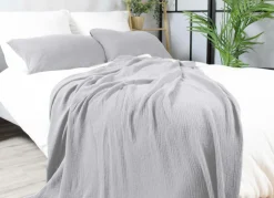 Dero Textil Musselin-Wohndecke grau