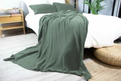 Dero Textil Musselin-Wohndecke grün