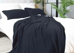 Dero Textil Musselin-Wohndecke blau