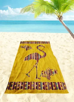 Dero Textil Velour-Strandtuch gelb