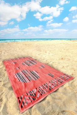 Dero Textil Velour-Strandtuch rot