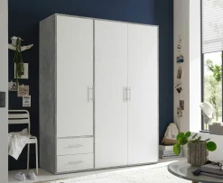 Drehtürenschrank 3-trg. grauweiß