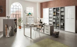 Eck-Schreibtisch grauweiß