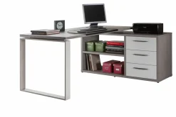 Eck-Schreibtisch grauweiß