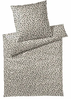 Elegante Mako-Satin-Bettwäsche schwarzbeige