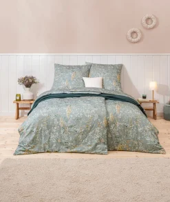 Estella Mako-Satin-Bettwäsche grün