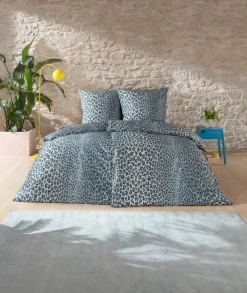 Estella Mako-Satin-Bettwäsche blau