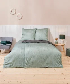 Estella Mako-Satin-Bettwäsche grün