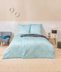 Estella Mako-Satin-Bettwäsche blau