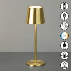 FH Lighting LED-Akku-Tischleuchte 1flg goldfarben