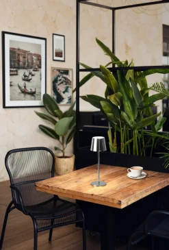 FH Lighting LED-Akku-Tischleuchte 1flg silberfarben