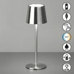 FH Lighting LED-Akku-Tischleuchte 1flg silberfarben