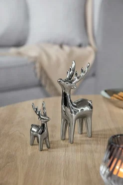 Fink Dekofigur Hirsch 18cm silberfarben