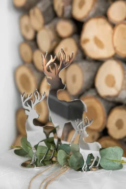 Fink Dekofigur Hirsch 15cm silberfarben