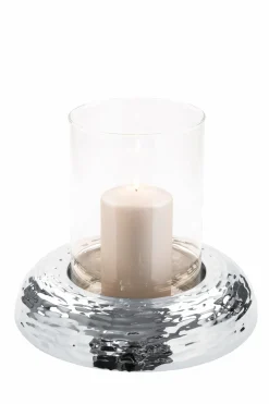 Fink Windlicht m. Glas 27.5cm silberfarben