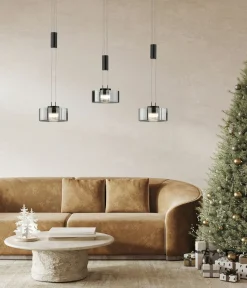 Fischer & Honsel LED-Pendelleuchte 3flg schwarz