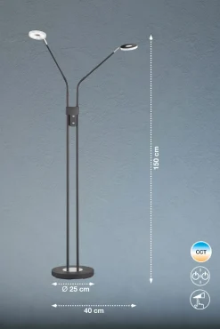 Fischer & Honsel LED-Stehleuchte 2flg schwarz