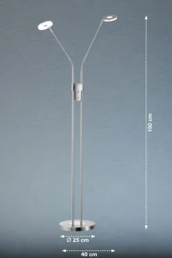 Fischer & Honsel LED-Stehleuchte 2flg silberfarben