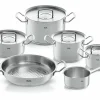 Fissler Topfset 5tlg + Gratis Pfanne silberfarben