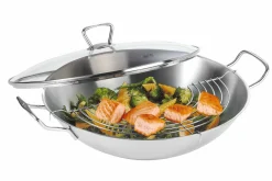 Fissler Wok 36cm m. Deckel silberfarben