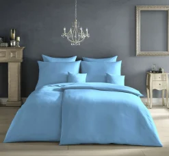 Fleuresse Uni-Satin-Kissenbezug blau