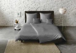 Fleuresse Uni-Satin-Kissenbezug grau