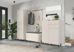 Garderoben- und Sitzbank beige