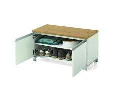 Garderobenbank silberfarbenbraunweiß