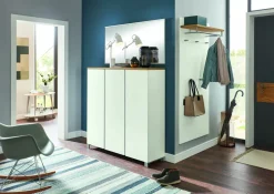 Garderobenbank silberfarbenbraunweiß