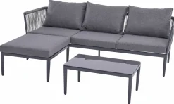 Gartensofa Set 3 tlg. grau