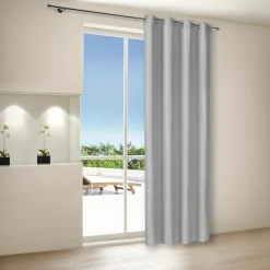 Gerster Ösenvorhang aus Dekostoff grau