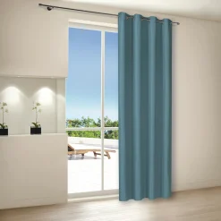 Gerster Ösenvorhang aus Dekostoff blaugrau