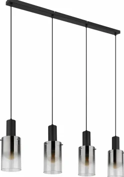 Globo LED-Pendelleuchte 4flg schwarztransparent