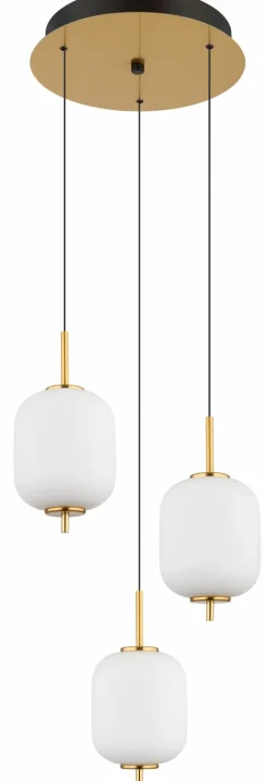 Globo LED-Pendelleuchte 3flg orangemehrfarbigschwarzgoldfarbengelb
