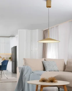 Globo LED-Pendelleuchte 1flg beigegelb