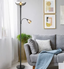 Globo LED-Stehleuchte 2flg schwarzgrau