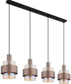 Globo Pendelleuchte 4flg schwarzbraunrot