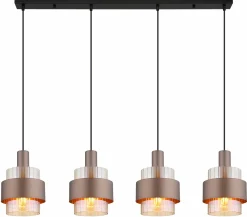 Globo Pendelleuchte 4flg schwarzbraunrot