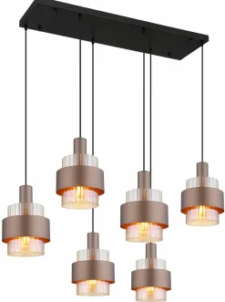 Globo Pendelleuchte 6flg schwarzbraunrot